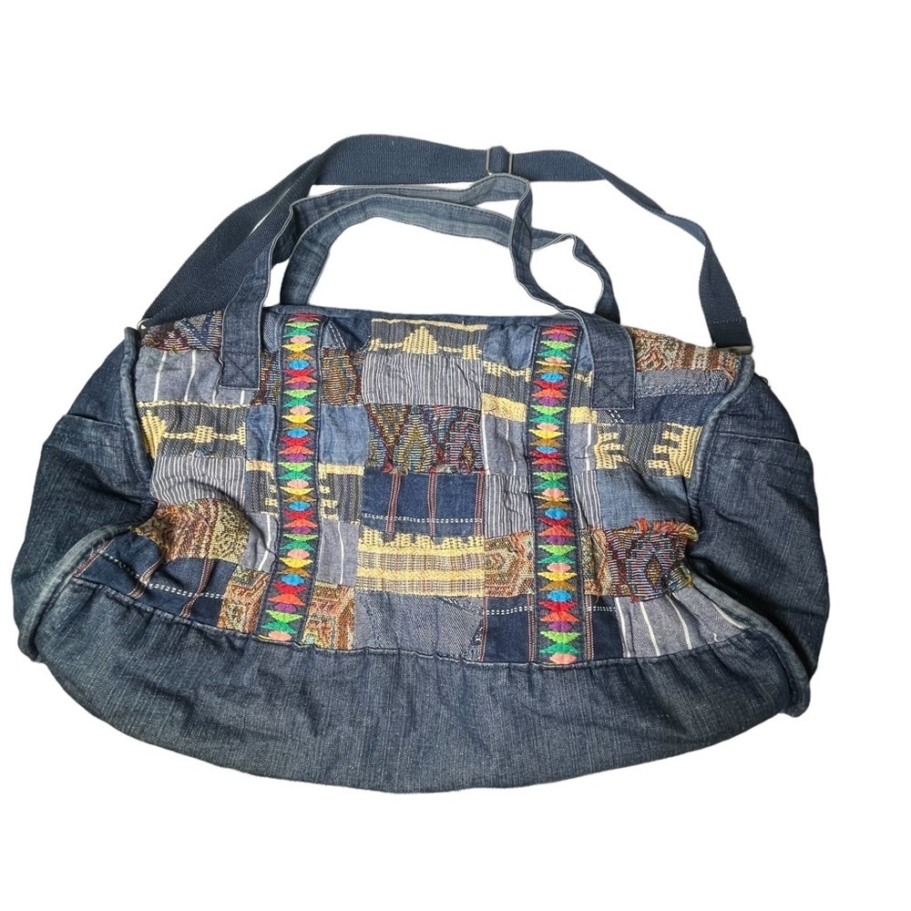 Ecote Vintage blue Jean duffel bag patchwork Urban Outfitters embroidered - Picture 8 of 15